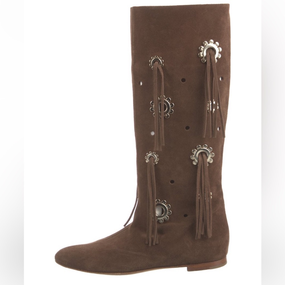 Blumarine Brown Suede Knee-High Boots